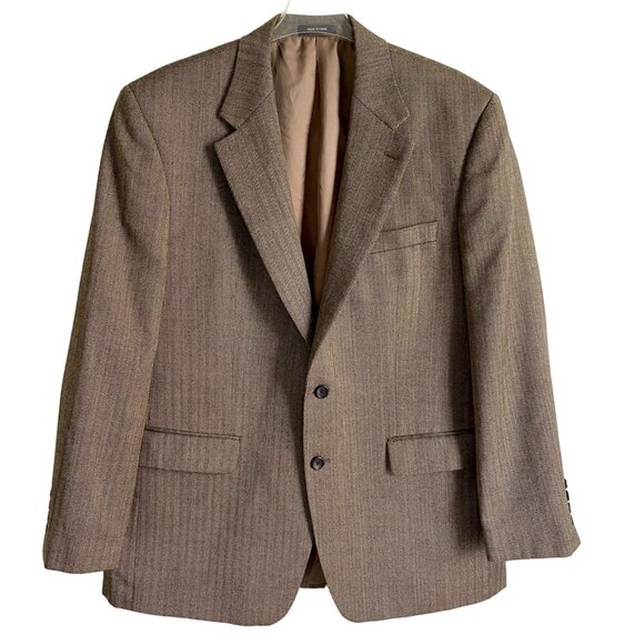 Izod Men's Brown Wool Blazer Jacket Two-Button Notch Lapel 42R - Picture 1 of 8